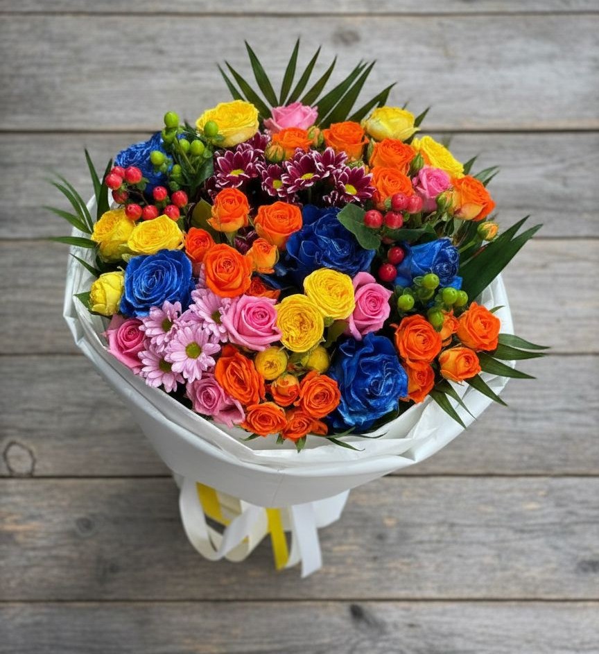 Букет цветов из: Розы и Хризантемы в Молодежном Республики Крым