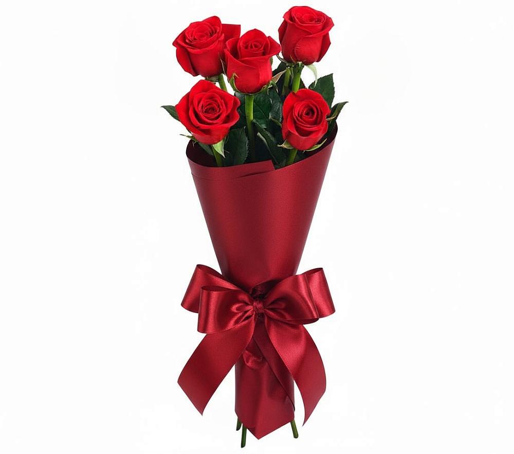 Букет 5 Красных роз Эдлесс Лав в Молодежном Республики Крым