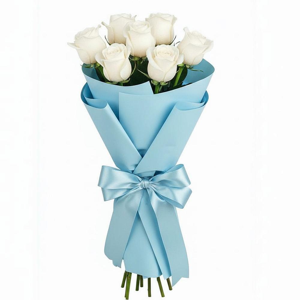 Букет 7 белых роз Проуд в Молодежном Республики Крым