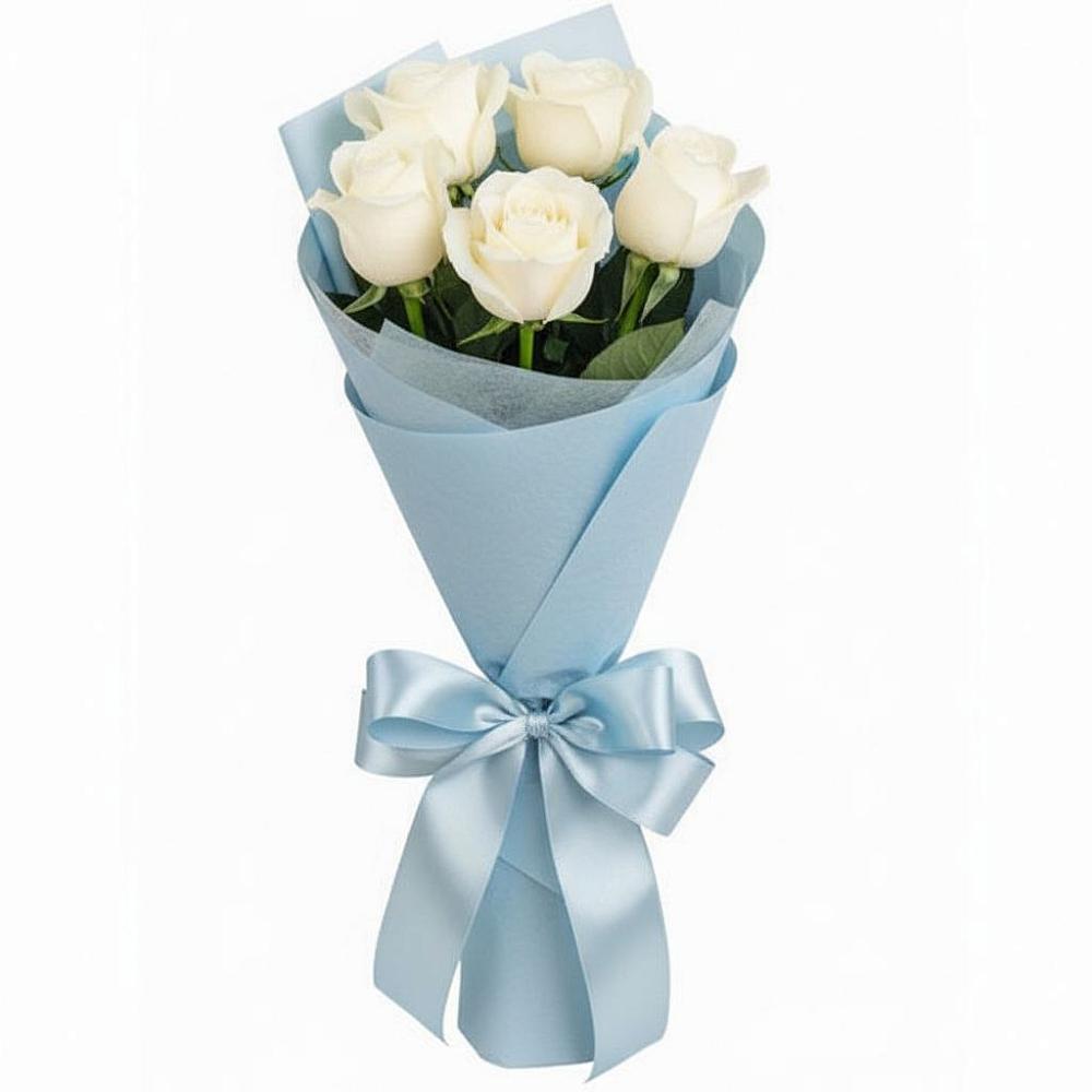 Букет 5 Белых роз Проуд в Молодежном Республики Крым