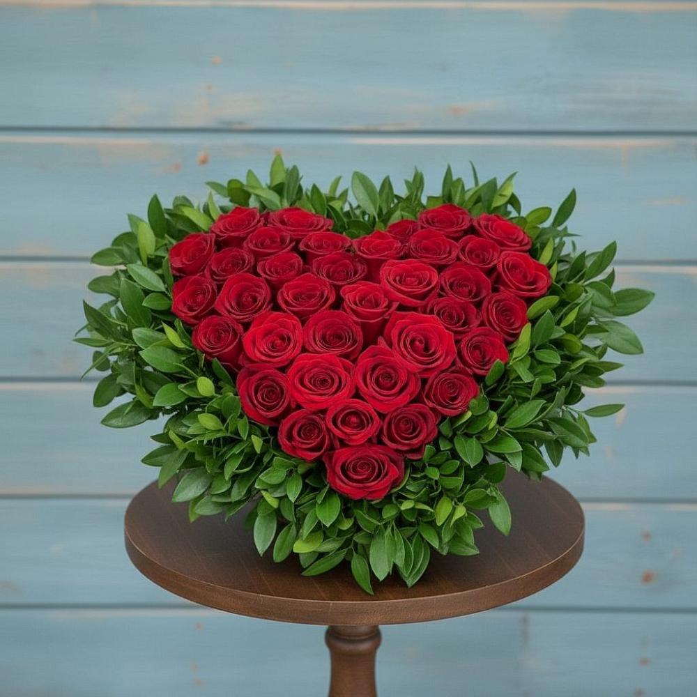 Цветочная композиция из Розы в виде сердца в Молодежном Республики Крым