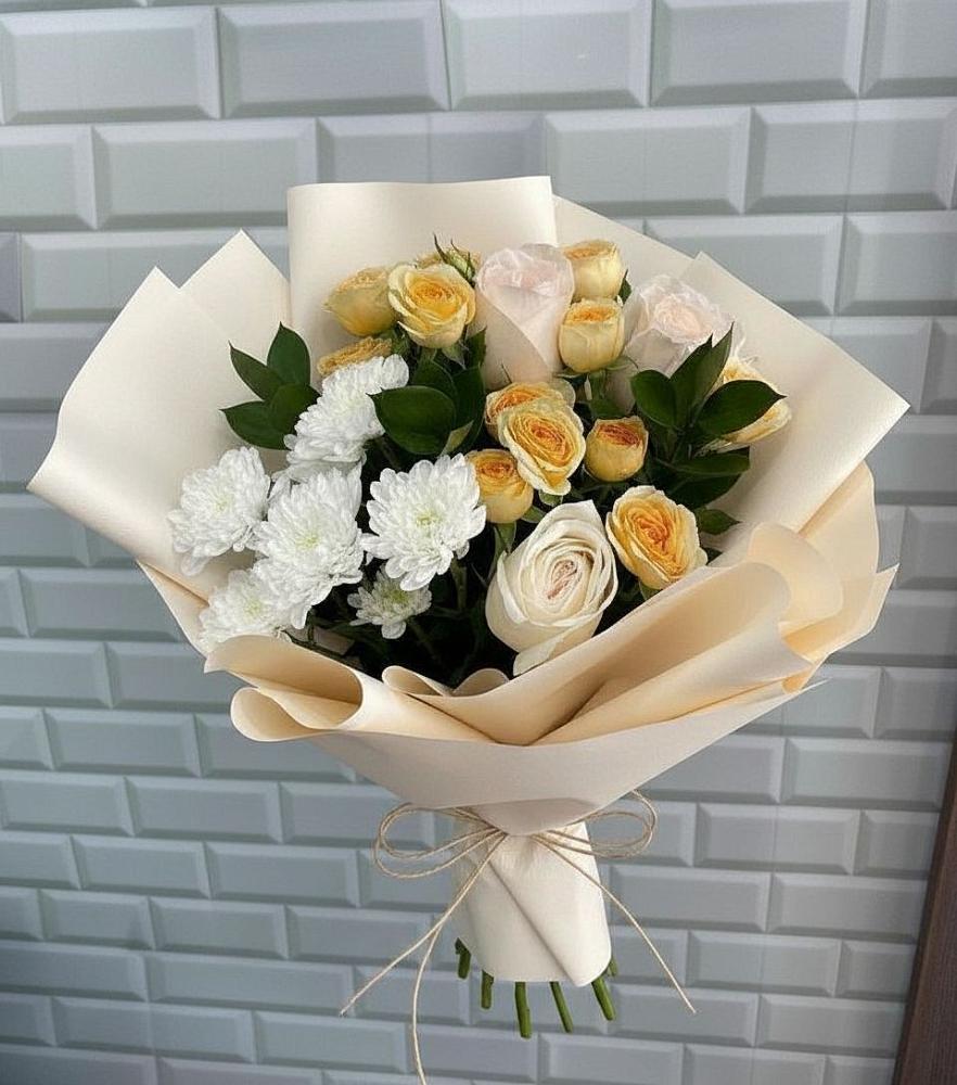 Букет цветов из: Розы и Хризантемы в Молодежном Республики Крым