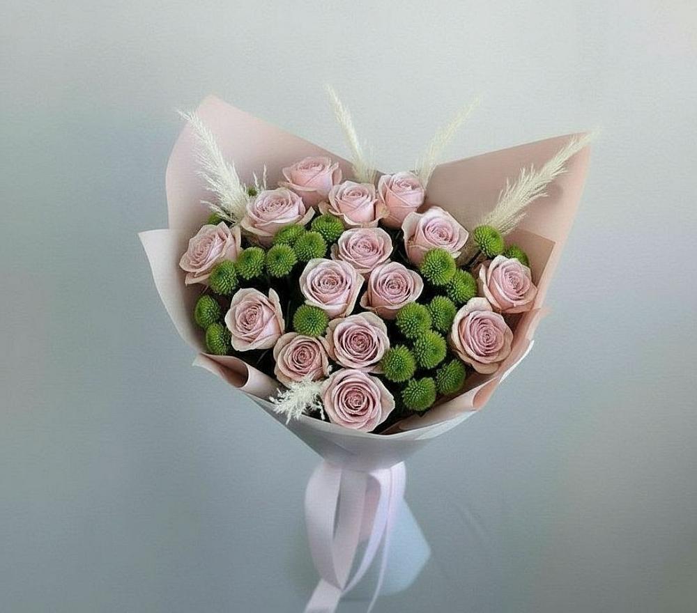 Букет цветов из: Розы и Хризантемы в Молодежном Республики Крым