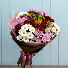 Букет цветов из:  Розы, Хризантемы и Альстромерии в Молодежном Республики Крым