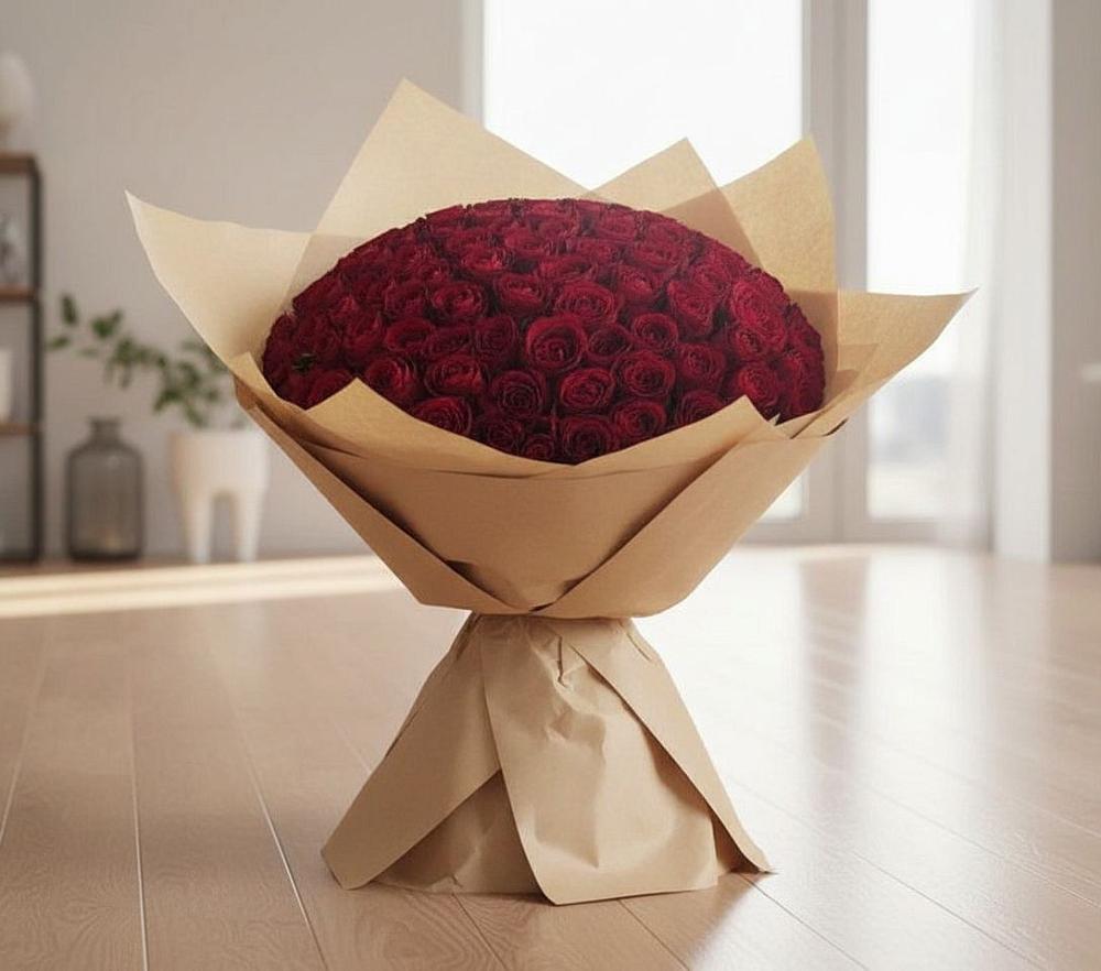 Букет 101 Красная роза в Молодежном Республики Крым