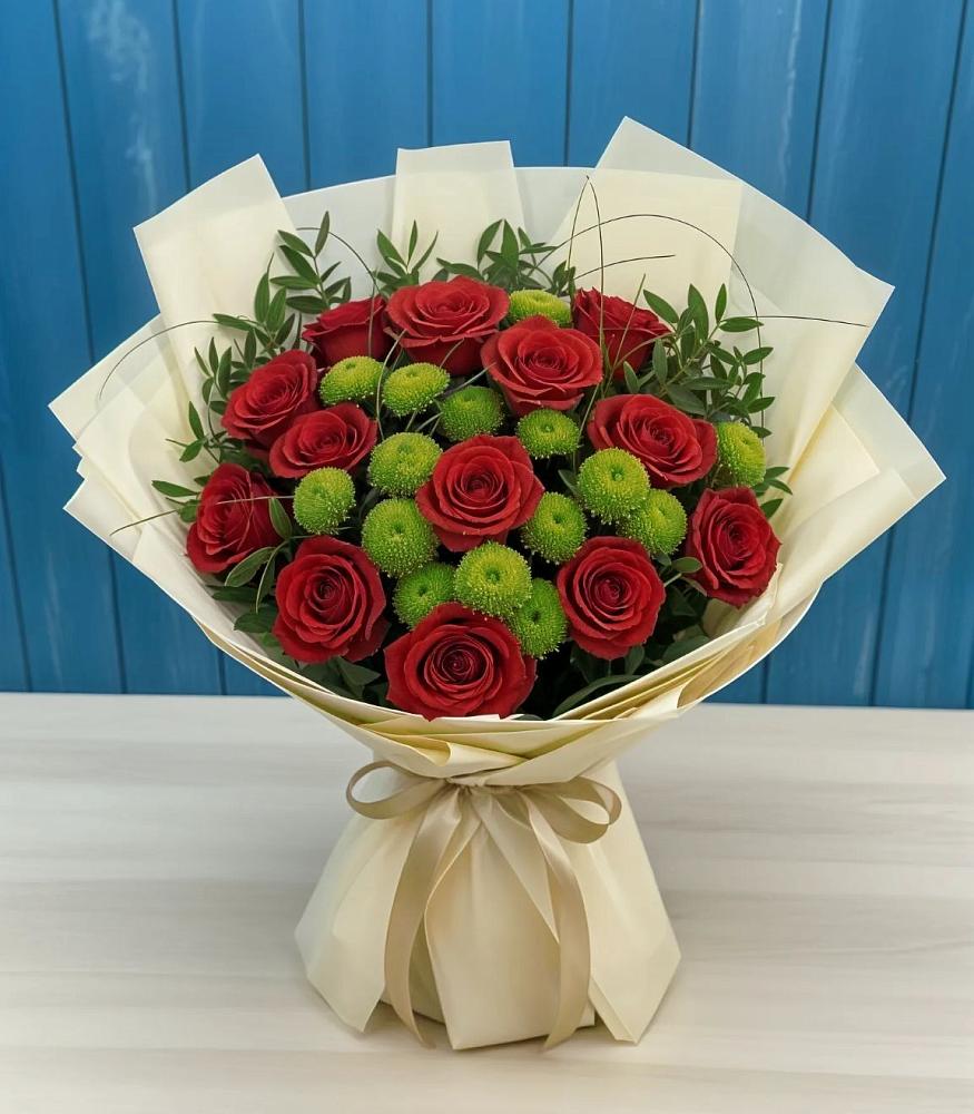 Букет цветов из: Розы и Хризантемы в Молодежном Республики Крым